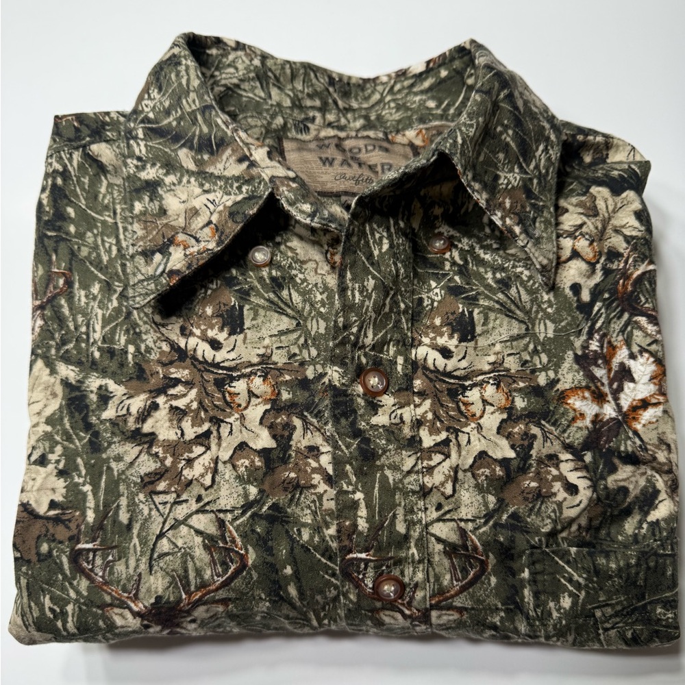 Camouflage Button-Up long sleeve Shirt outdoor  size large Men